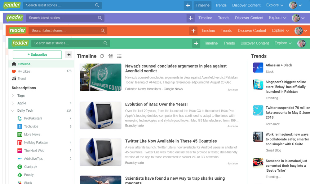 Choose between different vibrant colored themes to suit your mood